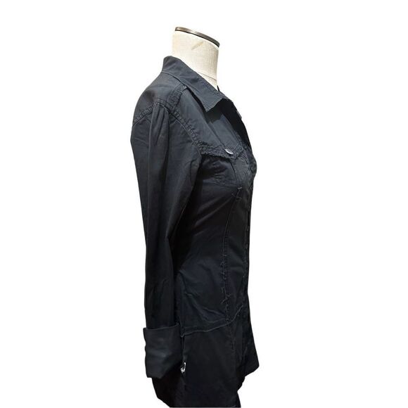 Hooch Womens Black Cotton Stretch Button Up Above Knee Goth Emo Dress Size S - Picture 3 of 12